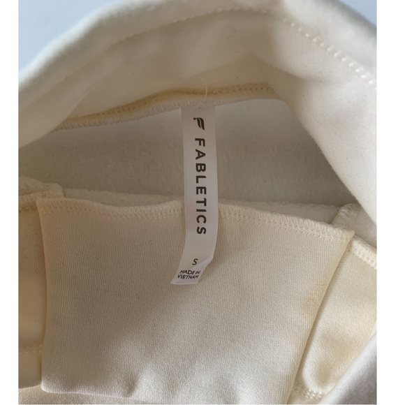 FABLETICS Zaylee Woman’s Size S Off White Funnel Neck Tunic Sweatshirt Thumbhole - Picture 4 of 11